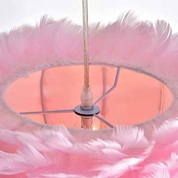 Maxax Nordic Feather Chandeliers, 3 Lights Modern Romantic Ceiling Haning Lamp, Pink Creative Art Feather Shade Chandelier, for Girls Room, Bedroom, Living Room, Dining Room, 17.7 inch