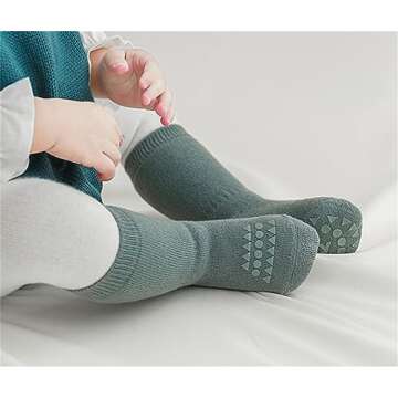 BEHELE Toddler Non Slip Grip Socks for Safe Crawling