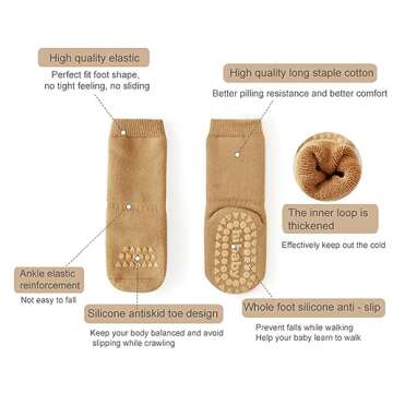 BEHELE Toddler Non Slip Grip Socks for Safe Crawling