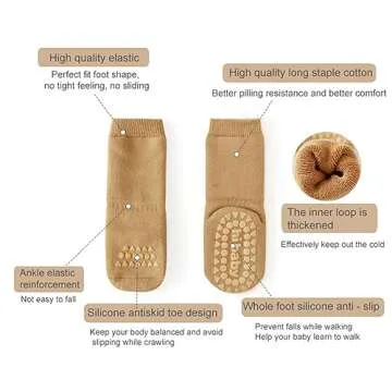 BEHELE Toddler Non Slip Grip Socks for Safe Crawling