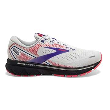 Brooks Women's Ghost 14 Neutral Running Shoe - White/Purple/Coral - 5 Medium