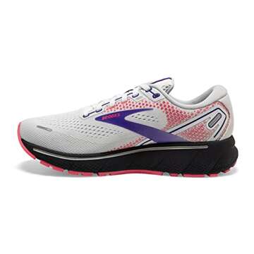 Brooks Women's Ghost 14 Neutral Running Shoe - White/Purple/Coral - 5 Medium