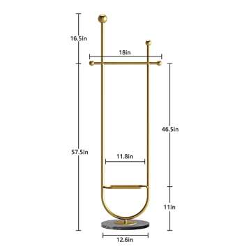FJANKUI Gold Clothing Rack with Marble Base - Stylish & Versatile Organization