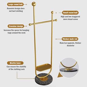 Gold Clothing Rack with Marble Base for Stylish Organization