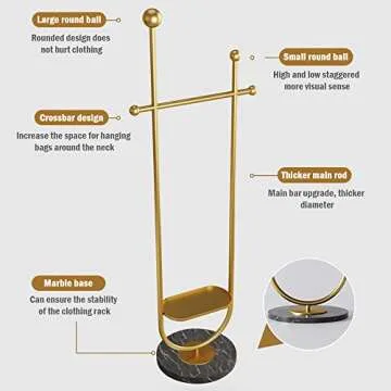 Gold Clothing Rack with Marble Base for Stylish Organization