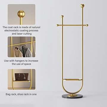 Gold Clothing Rack with Marble Base for Stylish Organization