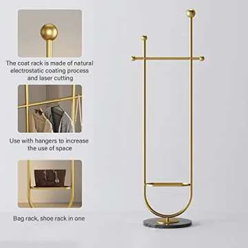 Gold Clothing Rack with Marble Base for Stylish Organization