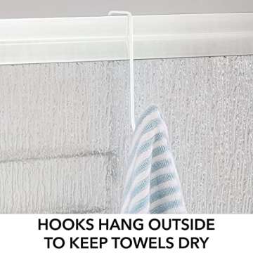 mDesign Extra Wide Metal Wire Over The Bathroom Shower Door Caddy, Hanging Storage Organizer with Built-in Hooks and Baskets on 2 Levels for Shampoo, Body Wash, Loofahs, Rust Resistant - White