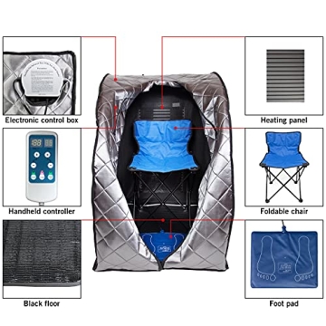 Heatwave Rejuvenator Portable Personal Sauna with FAR Infrared Carbon Panels, Heated Floor Pad, Canvas Chair