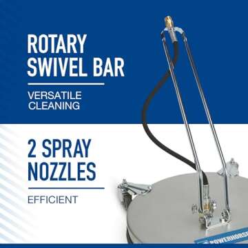 Powerhorse Pressure Washer Surface Cleaner, 16 in. Diameter, Swivel Bar with 2 Nozzles, Stainless Steel, Great for Asphalt Driveways, Concrete Sidewalks, Parking Lots, Decks, Garages