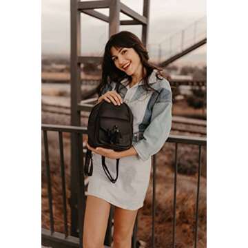 ECOSUSI Mini Backpack for Women Girls Cute Bowknot Small Backpack Purse Ladies Leather Bookbag Satch...