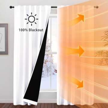 NICETOWN 100% Blackout Window Curtain Panels, Cold and Full Light Blocking Drapes with Black Liner f...