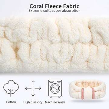 DOOBO 3 Pack Spa Headbands Microfiber SkinCare Face Wash Headband Facial Headband Makeup Towel Headbands for Women for Washing Face(White, Gray, Khaki)