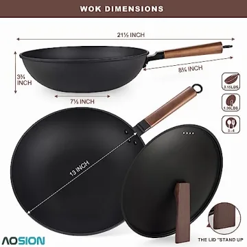 AOSION 13'' Carbon Steel Wok - 12 Piece Set for All Stoves