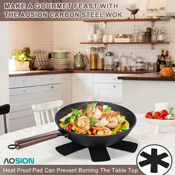 AOSION 13'' Carbon Steel Wok - 12 Piece Set for All Stoves