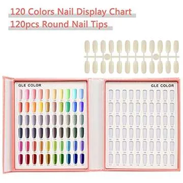 Vcedas Nail Gel Color Card Book 120 Colors Nail Chart Display Gel Polish with 120PCS Natural False Nail Tips for Nail Art Showing Books