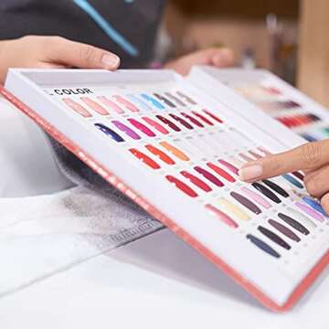 Vcedas Nail Gel Color Card Book 120 Colors Nail Chart Display Gel Polish with 120PCS Natural False Nail Tips for Nail Art Showing Books