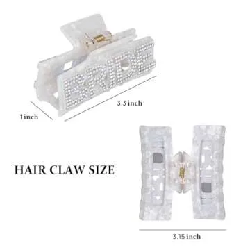 Bride Claw Clip - 1PC Bride Hair Clip Accessories Wedding with Rhinestone Logo White Bride to be Gifts for Bachelorette Party Bridal Shower