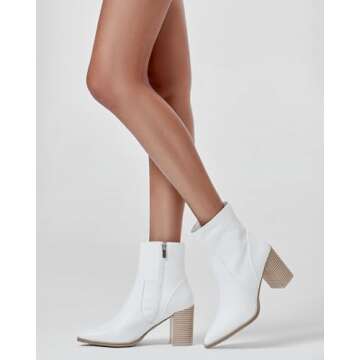 LAICIGO Women's Pointed Toe Ankle Boots - Comfy & Stylish with Chunky Heel
