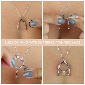 Emily C Ring Holder Necklace - Stainless Steel Ring Keeper Necklaces - Women & Men Wedding Ring Hold...