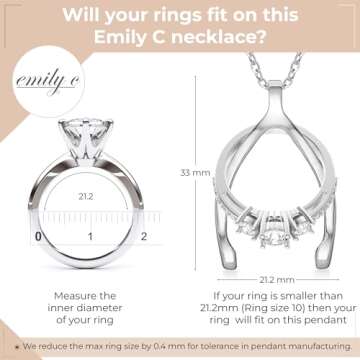 Emily C Ring Holder Necklace - Stainless Steel Ring Keeper Necklaces - Women & Men Wedding Ring Holder Necklace - Cute Necklace Jewelry for Women, Wife, Nurse, Doctor - Wishbone Ring Necklace Holder