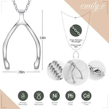 Emily C Ring Holder Necklace - Stainless Steel Ring Keeper Necklaces - Women & Men Wedding Ring Holder Necklace - Cute Necklace Jewelry for Women, Wife, Nurse, Doctor - Wishbone Ring Necklace Holder