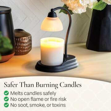 Candle Warmers Etc. Black Signature Aurora Candle Warmer Lamp – Elegant & Safe Fragrance Solution