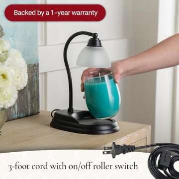 Candle Warmers Etc. Black Signature Aurora Lamp - Flame-Free Fragrance