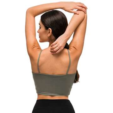 Lemedy Women Padded Sports Bra Fitness Workout Running Shirts Yoga Tank Top (S, Olive Green)