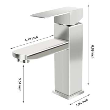 Bathroom Sink Faucets Single Handle, Brushed Nickel Bathroom Sink Faucets for Sink 1 Hole