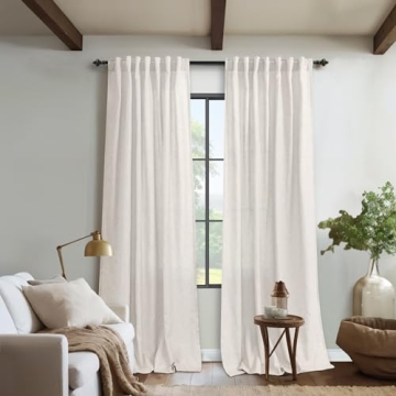 KOUFALL 90 Inch Semi-Transparent Curtains Set of 2