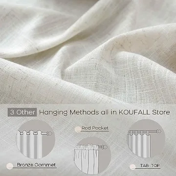 KOUFALL 90 Inch Semi-Transparent Curtains Set of 2
