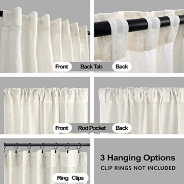 KOUFALL 90 Inch Semi-Transparent Curtains Set of 2