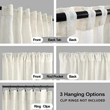 KOUFALL 90 Inch Semi-Transparent Curtains Set of 2