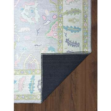 Modern Oushak Runner Rug, Vintage Turkish Pastel Oriental Antique Inspired Runners, Washable Rugs Luxury Hallway Bedroom Bathroom Kitchen Entryway 2'5 x 6'9