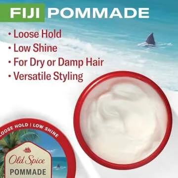 Old Spice Hair Styling Fiji Pomade for Men Flexible Hold Low Shine, 2.22 oz