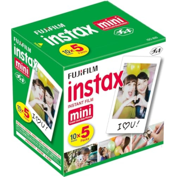 Fujifilm Instax Mini Instant Film, 10 Sheets×5 Pack(Total 50 Shoots)
