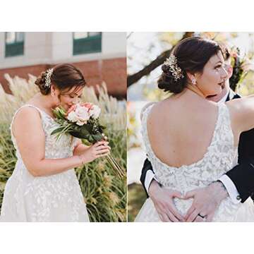 SWEETV Bridal Wedding Earrings for Brides Bridesmaid, Marquise Rose Gold Cubic Zirconia Rhinestone Cluster Earrings for Women, Prom