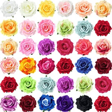 30 Packs 4 Inch Flower Hair Clip Rose Hair Accessories Floral Hairpin Brooch Hair Flowers Pin Flower...