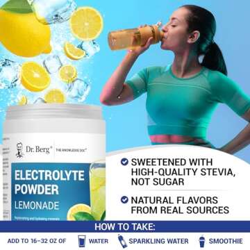 Dr. Berg Zero Sugar Hydration Keto Electrolyte Powder - Enhanced w/ 1000 mg of Potassium & Real Pink Himalayan Salt (NOT Table Salt) - Lemonade Flavor Hydration Drink Mix Supplement - 100 Servings