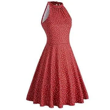 OUGES Women's Summer Dresses Floral Sundresses Halter Neck Casual Sundress Graduation Derby Dress 2025(Floral-38,M)