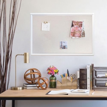 U Brands 30x20 Farmhouse Linen Bulletin Board for Stylish Organization