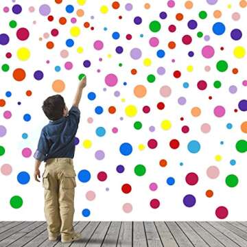 264 Pieces Polka Dot Wall Decals Circles Decals for Wall Vinyl Dots Stickers Set for Room Kids Bedroom Nursery Playroom Classroom Decor Graphic Decals Stickers 7 Different Size（12 Colors）