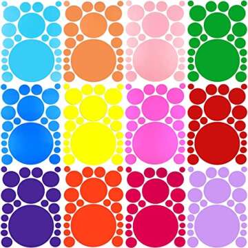 264 Pieces Polka Dot Wall Decals Circles Decals for Wall Vinyl Dots Stickers Set for Room Kids Bedroom Nursery Playroom Classroom Decor Graphic Decals Stickers 7 Different Size（12 Colors）