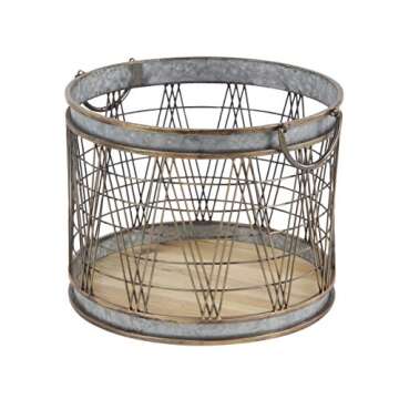 Deco 79 36776 Farmhouse Basket Planters, 16" W x 13" H, Gray, Brown