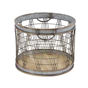 Deco 79 36776 Farmhouse Basket Planters, 16" W x 13" H, Gray, Brown