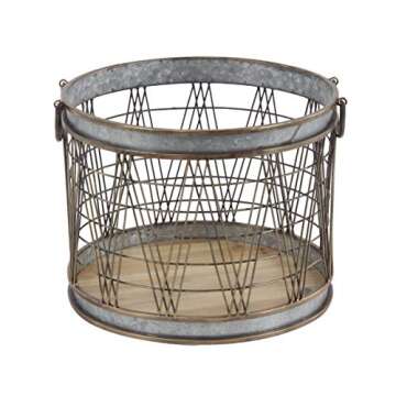 Deco 79 36776 Farmhouse Basket Planters, 16" W x 13" H, Gray, Brown