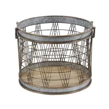 Deco 79 36776 Farmhouse Basket Planters, 16" W x 13" H, Gray, Brown