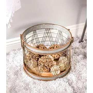 Deco 79 36776 Farmhouse Basket Planters, 16" W x 13" H, Gray, Brown