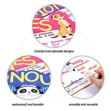 Outus 10 Pcs Parts of Speech Poster Grammar Poster Educational Grammar Cutouts Bulletin Board Set for Classroom Teachers Elementary Homeschool Essentials, 16.5 x 11.5 Inches (Bright Color,Animal)